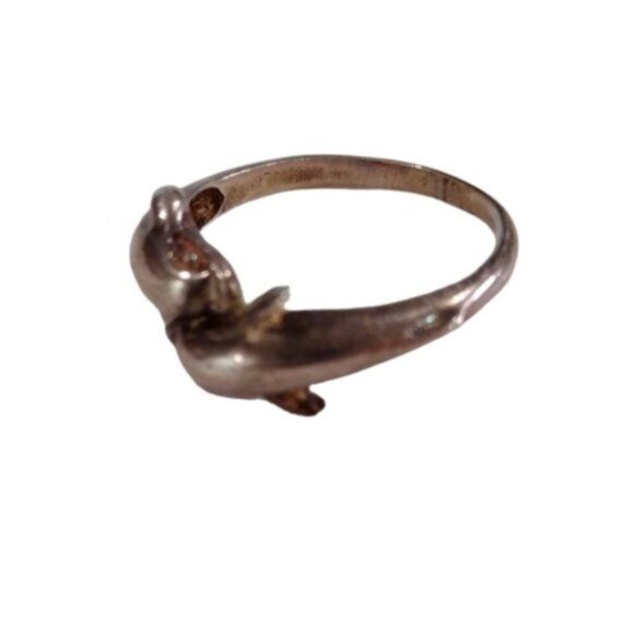 Vintage Sterling‎ Silver Hallmarked .925 Ladies Dolphins Ring Size 10 - Picture 3 of 6